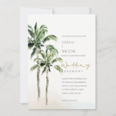 Rustic Tropical Beach Palm Trees Wedding Invić Bedankkaart (Voorkant)