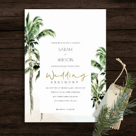 Rustic Tropical Beach Palm Trees Wedding Invić Bedankkaart