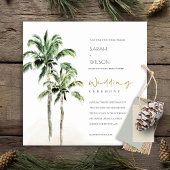 Rustic Tropical Beach Palm Trees Wedding Invić Bedankkaart