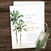 Rustic Tropical Beach Palm Trees Wedding Invić Bedankkaart