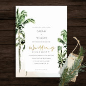 Rustic Tropical Beach Palm Trees Wedding Invić Bedankkaart