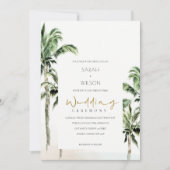 Rustic Tropical Beach Palm Trees Wedding Invić Bedankkaart (Voorkant)