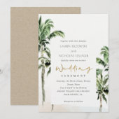 Rustic Tropical Beach Palm Trees Wedding Invić Bedankkaart (Voorkant / Achterkant)