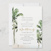 Rustic Tropical Beach Palm Trees Wedding Invić Bedankkaart (Voorkant)
