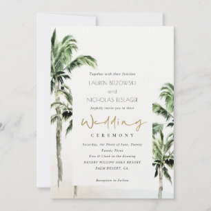 Rustic Tropical Beach Palm Trees Wedding Invić Bedankkaart