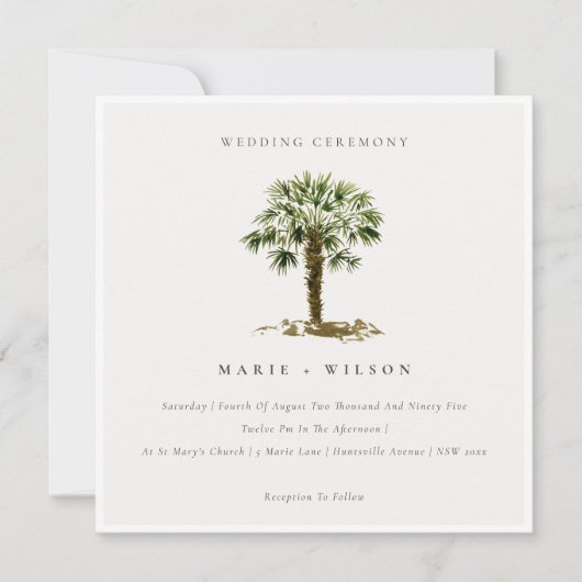 Rustic Tropical Beach Palm Trees Wedding Invić Bedankkaart (Voorkant)