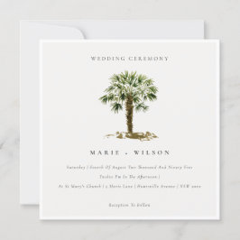 Rustic Tropical Beach Palm Trees Wedding Invić Bedankkaart