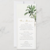 Rustic Tropical Beach Palm Trees Wedding Menu Kaar Kaart (Voorkant)