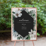 Rustic Tropical Floral Geometric Wedding Welcome P Poster<br><div class="desc">Tropisch botanisch ontwerp rond donkergrijs geometrisch ontwerp met witte tekst.</div>