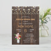 Rustic Tropical Flowers Wood Housewarming BBQ Kaart (Staand voorkant)