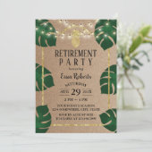 Rustic Tropical Gold Pineapple Luau Retirement Kaart (Staand voorkant)