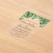 Rustic Tropical Greenery Botanical Wedding Acryl Uitnodigingen (Laagn)