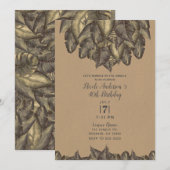 Rustic Tropical Leaves Botanical  Verjaardag Kaart (Voorkant / Achterkant)