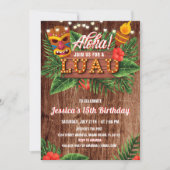 Rustic Tropical Luau Birthday Invitation Kaart (Voorkant)