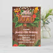 Rustic Tropical Luau Birthday Invitation Kaart (Staand voorkant)