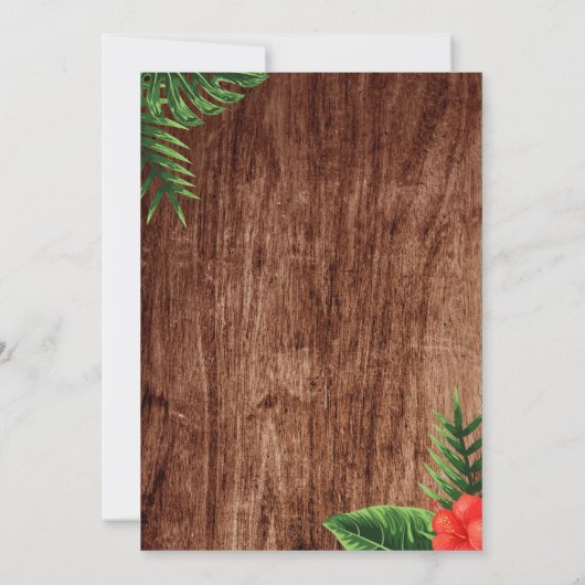 Rustic Tropical Luau Birthday Invitation Kaart (Achterkant)