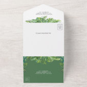 Rustic Tropical Monstera Palm Leaves Photo Weddens All In One Uitnodiging (Buitenkant)