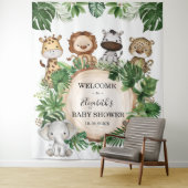 Rustic Tropical Oerwoud Safari Animals Baby Welkom Wandkleed (In situ)