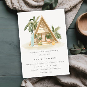 Rustic Tropical Palm Beach Shack Vow Renewal Kaart