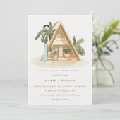 Rustic Tropical Palm Beach Shack Vow Renewal Kaart (Staand voorkant)