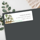 Rustic Tropical Palm Trees Beach Sand Address Etiket