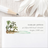 Rustic Tropical Palm Trees Beach Sand Address Etiket (Insitu)