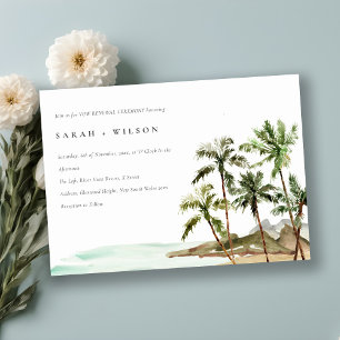 Rustic Tropical Palm Trees Beach Sand Vow Renewal Kaart