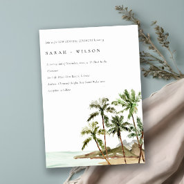 Rustic Tropical Palm Trees Beach Sand Vow Renewal Kaart