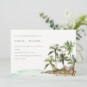 Rustic Tropical Palm Trees Beach Sand Vow Renewal Kaart (Staand voorkant)