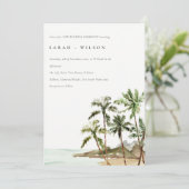 Rustic Tropical Palm Trees Beach Sand Vow Renewal Kaart (Staand voorkant)