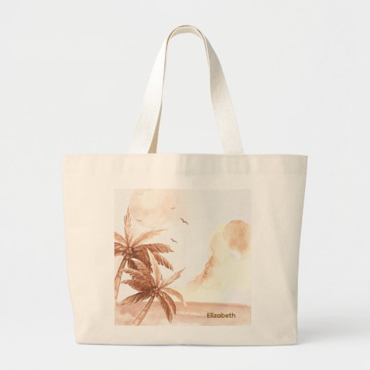 Rustic Tropical Palms Grote Tote Bag (Voorkant)