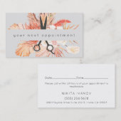 Rustic Tropical Salon Scissors Logo Benoeming Visitekaartje (Voorkant / Achterkant)