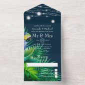 Rustic Tropical Wedding All In One Uitnodiging (Binnen)