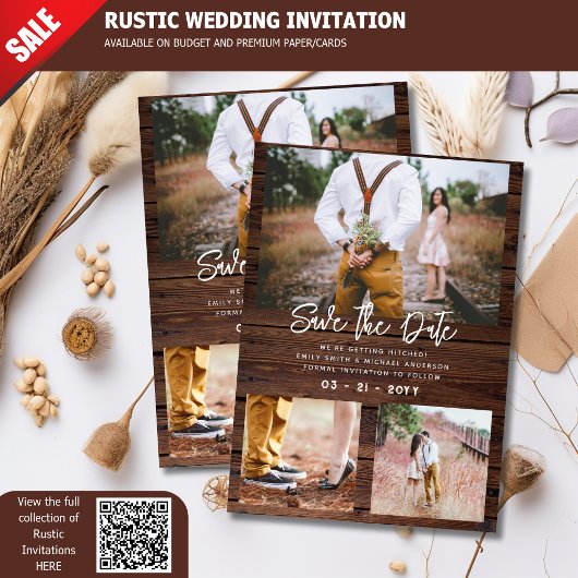 RUSTIC Trouwdatum Foto Collage - Hout Kaart