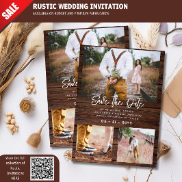 RUSTIC Trouwdatum opslaan Foto COLLAAGE - Hout Kaart