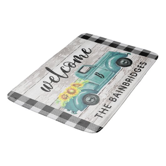 Rustic  Truck Buffalo Check familienaam Do Badmat (Gekanteld)