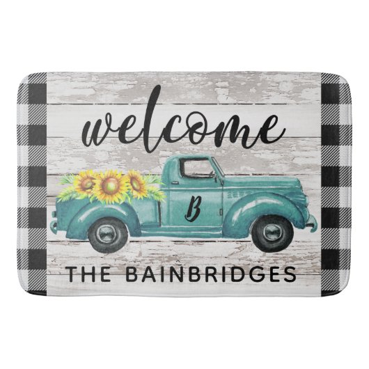Rustic  Truck Buffalo Check familienaam Do Badmat (Voorkant)