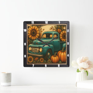 Rustic Truck Herfst Harvest Vierkante Klok
