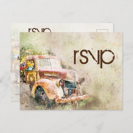  Rustic Truck Reception Dinner RSVP Entree Uitnodiging Briefkaart (Voorkant / Achterkant)