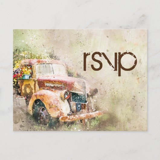  Rustic Truck Reception Dinner RSVP Entree Uitnodiging Briefkaart (Voorkant)
