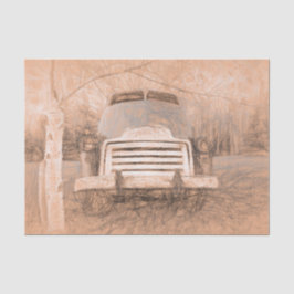  Rustic Truck  Sepia Brown Retro Sketch Art Tissuepapier