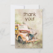 Rustic  Truck Weddenschap Foto bedankt Kaart (Voorkant)