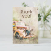Rustic  Truck Weddenschap Foto bedankt Kaart (Staand voorkant)
