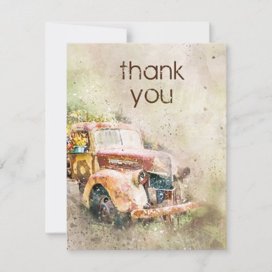 Rustic  Truck Weddenschap Foto bedankt Kaart (Voorkant)