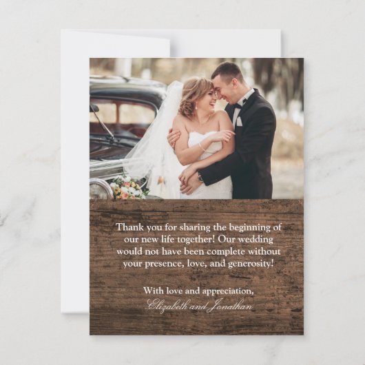 Rustic  Truck Weddenschap Foto bedankt Kaart (Achterkant)