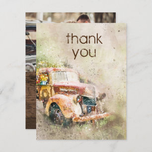 Rustic  Truck Weddenschap Foto bedankt Kaart
