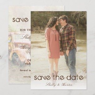 Rustic Truck Wedding Website Save the Date Photo Kaart