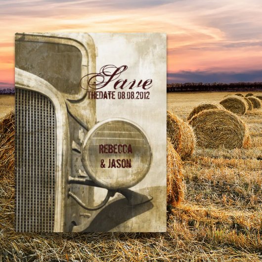 Rustic Truck Western Boerderij Wedding save the da Aankondigingskaart