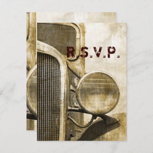 Rustic Truck Westerne Land Boerderij bruiloft RSVP Uitnodiging Briefkaart (Voorkant / Achterkant)