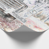 Rustic Truck  White Grey Retro Disted Cadeaupapier (Hoek)
